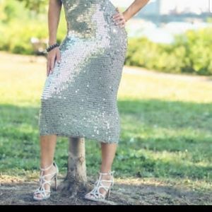 Trendey Collection Silver Sequin Bodycon Dress